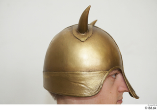 Medieval helmet with horns 1 Medieval gold head helmet horns…